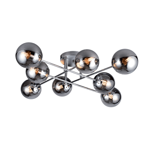 ERMINA CEILING LAMP 8xE14 CHROME/SMOKED GLASS