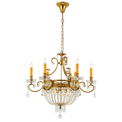GEORGE CHANDELIER 9XE14 BRASS/CRYSTALS