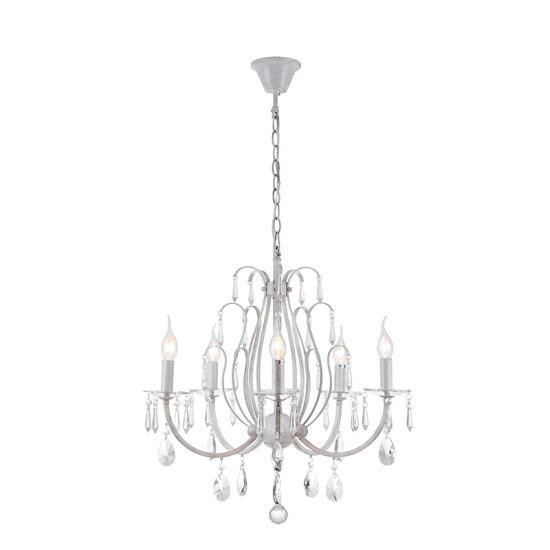 LAURA CHANDELIER 5XE14 WHITE SWEPT GOLD