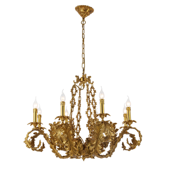 PHILIP CHANDELIER 8XE14 BRASS