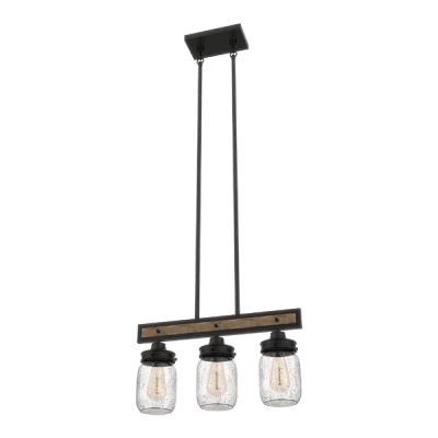 PIERA CHANDELIER 3XE27 MATT BLACK/WOOD