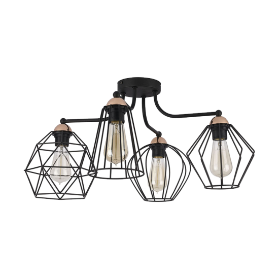 POLLY CEILING LAMP 4xE27 BLACK