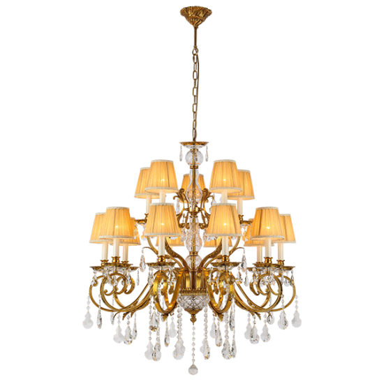 RALPH CHANDELIER 15XE14 BRASS/CRYSTALS