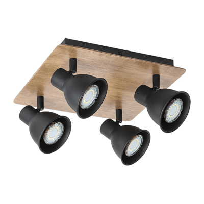 RIKO SPOT 4xGU10 WOOD/BLACK