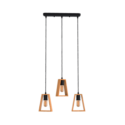 RONNY PENDANT 3xE27 BLACK/WOOD