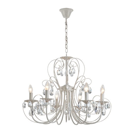 RUBY CHANDELIER 5XE14 BEIGE SWEPT GOLD