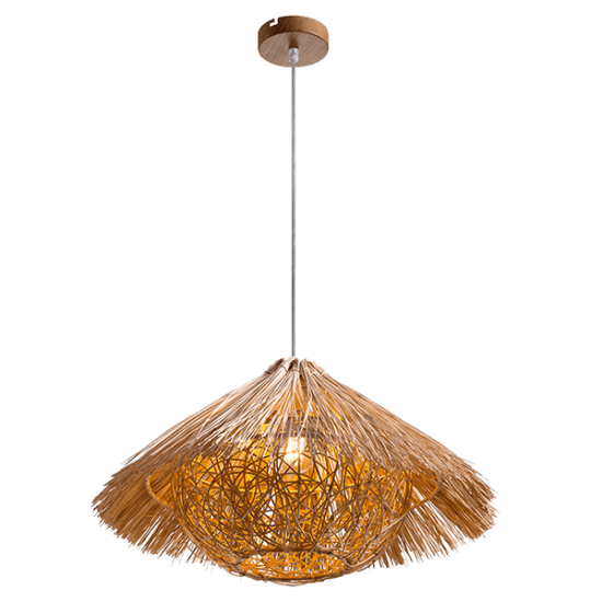 WOODY-1 PENDANT 1XE27 WOOD/RATTAN