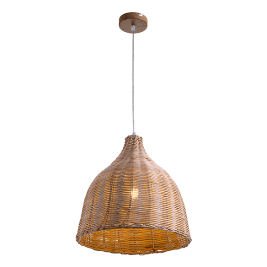 WOODY-2 PENDANT 1XE27 WOOD/RATTAN