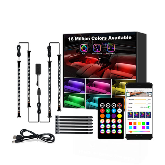 BLUETOOTH AUTO LED 4 STRIPS, MUSIC CONTROL, SET