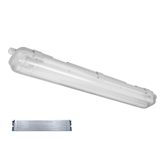 BELLA WITH LED TUBE T8 ELMARK 2X18W 6200-6500K IP65 WITH EMERGENCY KIT