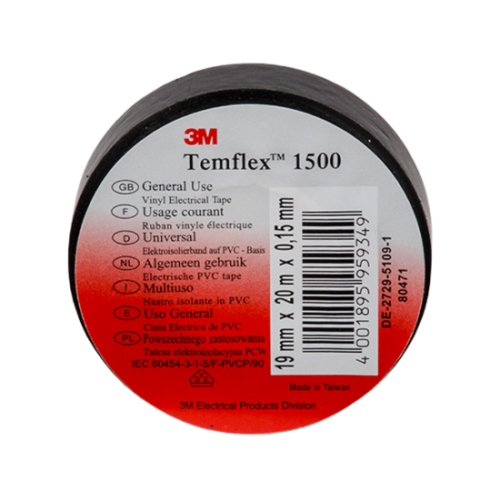 PVC INSULATING TAPE 3M TEMFLEX 1500 20mx19mm