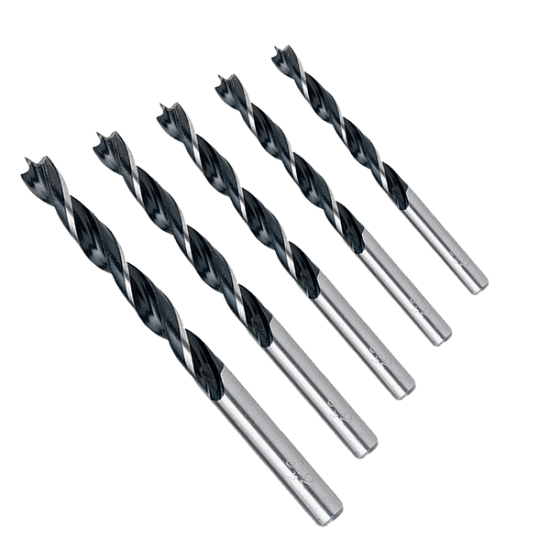 BRAD POINT DRILL FOR WOOD- SET 5pcs- Ø4 5 6 8 10mm