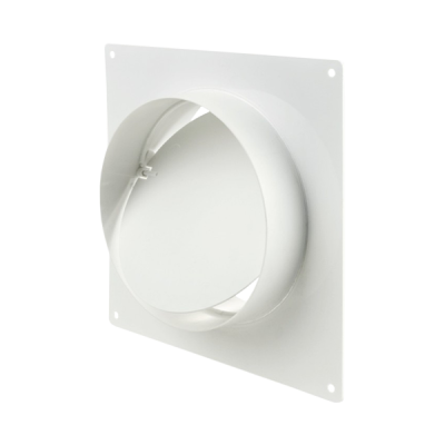 CONNECTOR WITH BACKDRAFT DAMPER AND WALL PLATE FOR ROUND DUCTS