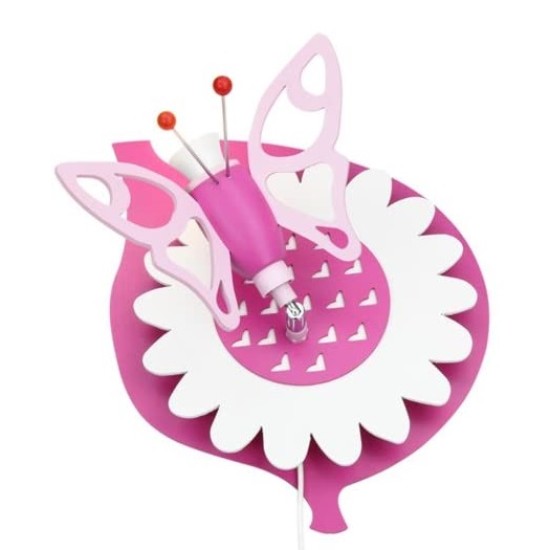 Φωτιστικό Τοίχου Ροζ Πεταλούδα σε Λουλούδι Fairytale