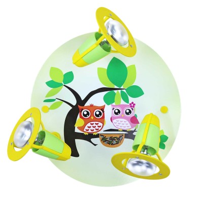 Φωτιστικό Τοίχου-Οροφής Κουκουβάγια Πράσινο Owl