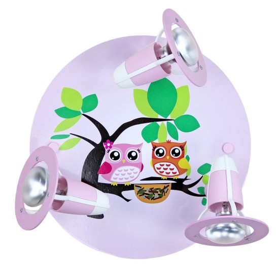 Φωτιστικό Τοίχου-Οροφής Κουκουβάγια Ροζ Owl