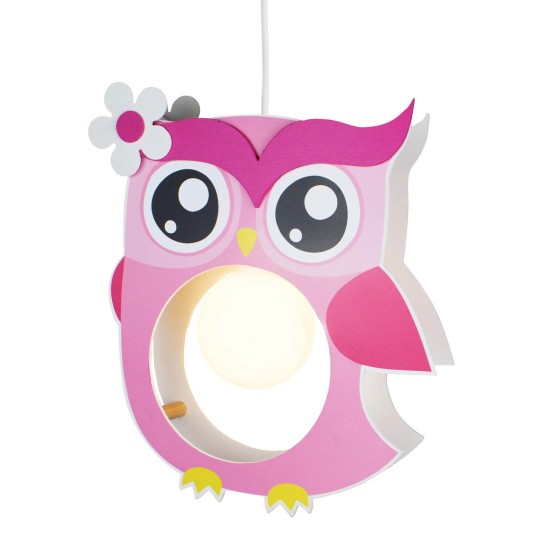 Κρεμαστό Φωτιστικό Οροφής Κουκουβάγια Ροζ Owl