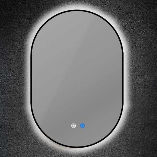 ΚΑΘΡΕΠΤΗΣ ΟΒΑΛ ΜΕ ΜΑΥΡΟ ΠΛΑΙΣΙΟ TOUCH LED DIMMABLE ANTIFOG 16W 1280Lm 3CCT 500X900CM