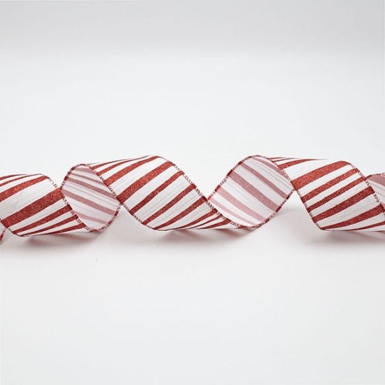 ΚΟΡΔΕΛΑ ΛΕΥΚΗ ΜΕ ΚΟΚΚΙΝΕΣ ΡΙΓΕΣ, 914x6.3cm