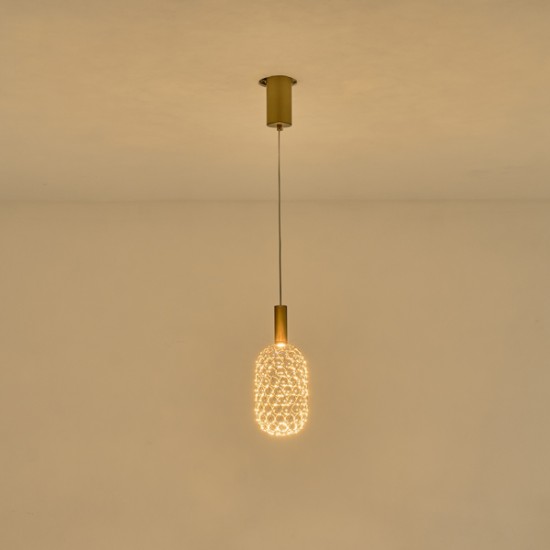 ΦΩΤΙΣΤΙΚΟ ΜΕΤΑΛΛΟ ΜΟΝΟΦΩΤΟ LED 6,3W 3000K 648Lm Φ200X1580mm ΧΡΥΣΟ ARTE ILLUMINA PERFORATO