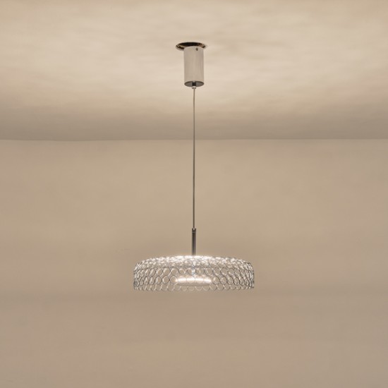 ΦΩΤΙΣΤΙΚΟ ΚΡΕΜΑΣΤΟ ΜΕΤΑΛΛΟ ΜΟΝΟΦΩΤΟ LED 10W 3000K 1080Lm Φ350x1390mm ΑΣΗΜΙ ARTE ILLUMINA PERFORATO