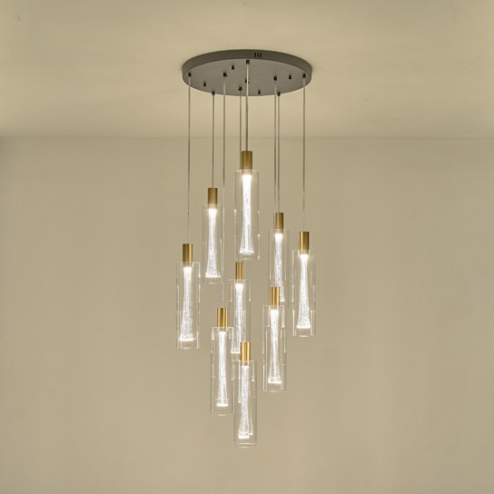 ΦΩΤΙΣΤΙΚΟ ΚΡΕΜΑΣΤΟ ΓΥΑΛΙ 9ΦΩΤΟ 60W 3000K 7200Lm Φ300mm ARTE ILLUMINA VIAL