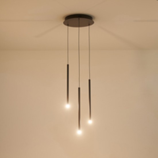 ΦΩΤΙΣΤΙΚΟ ΚΡΕΜΑΣΤΟ ΑΛΟΥΜΙΝΙΟ LED 6W 3000K 600Lm Φ300X1500mm ΜΑΥΡΟ ARTE ILLUMINA CASCADE