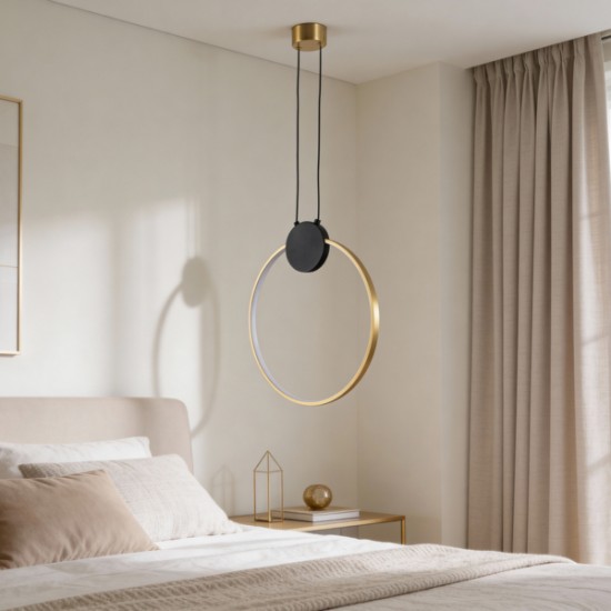 ΦΩΤΙΣΤΙΚΟ ΚΡΕΜΑΣΤΟ ΑΛΟΥΜΙΝΙΟ-ΣΙΛΙΚΟΝΗ ΣΤΡΟΓΓΥΛΟ LED 10W 1170Lm 3000K Φ400X1700mm ΜΑΥΡΟ-ΜΠΡΟΝΖΕ  AERO