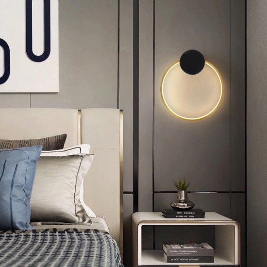 ΑΠΛΙΚΑ ΤΟΙΧΟΥ ΑΛΟΥΜΙΝΙΟ-ΣΙΛΙΚΟΝΗ ΣΤΡΟΓΓΥΛΗ LED 9W 1170Lm 3000K Φ300X338mm ΜΑΥΡΟ-ΜΠΡΟΝΖΕ  AERO