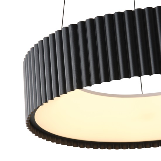 ΦΩΤΙΣΤΙΚΟ ΚΡΕΜΑΣΤΟ ΜΕΤΑΛΛΟ-ΑΚΡΥΛΙΚΟ ΣΤΡΟΓΓΥΛΟ LED 30W 2262Lm 3000K Φ470X1325mm ΜΑΥΡΟ  HALLO