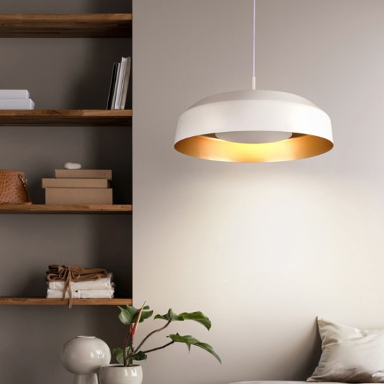 ΦΩΤΙΣΤΙΚΟ ΚΡΕΜΑΣΤΟ ΜΕΤΑΛΛΟ-ΑΚΡΥΛΙΚΟ ΣΤΡΟΓΓΥΛΗ LED 20W 1482Lm 3000K Φ400mm ΛΕΥΚΟ-ΧΡΥΣΟ  STIGMA