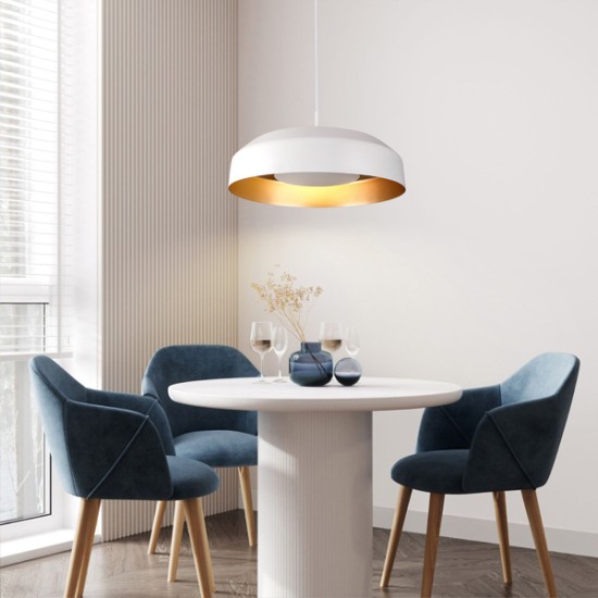 ΦΩΤΙΣΤΙΚΟ ΚΡΕΜΑΣΤΟ ΜΕΤΑΛΛΟ-ΑΚΡΥΛΙΚΟ ΣΤΡΟΓΓΥΛΗ LED 20W 1482Lm 3000K Φ400mm ΛΕΥΚΟ-ΧΡΥΣΟ  STIGMA