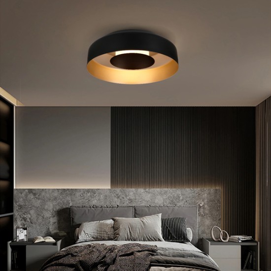 ΠΛΑΦΟΝΙΕΡΑ ΟΡΟΦΗΣ ΜΕΤΑΛΛΟ-ΑΚΡΥΛΙΚΟ ΣΤΡΟΓΓΥΛΗ LED 20W 1482Lm 3000K Φ400X120mm ΜΑΥΡΟ-ΧΡΥΣΟ  STIGMA