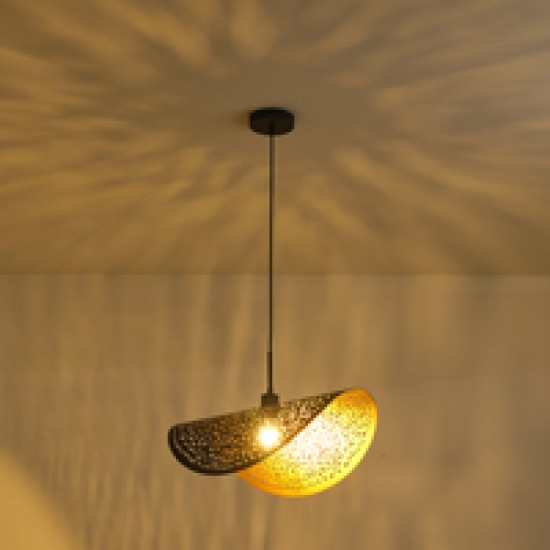 ΦΩΤΙΣΤΙΚΟ ΚΡΕΜΑΣΤΟ ΜΕΤΑΛΛΟ ΜΟΝΟΦΩΤΟ 1XE27 Max 15W 600X300X1680mm ΜΑΥΡΟ-ΧΡΥΣΟ  GALILEA