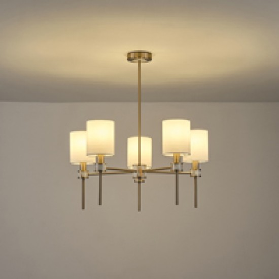 ΦΩΤΙΣΤΙΚΟ ΚΡΕΜΑΣΤΟ ΜΕΤΑΛΛΟ 5ΦΩΤΟ 5XE14 MAX 15W Φ680X720 ΕΦΕ ΜΑΡΜΑΡΟΥ ARTE ILLUMINA TIMELESS