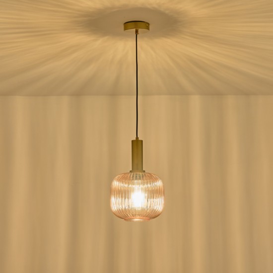 ΦΩΤΙΣΤΙΚΟ ΚΡΕΜΑΣΤΟ ΑΝΑΓΛΥΦΟ ΓΥΑΛΙ 1XΕ27 MAX 15W 200X180X1200mm ΜΕΛΙ ARTE ILLUMINA TOPAZ