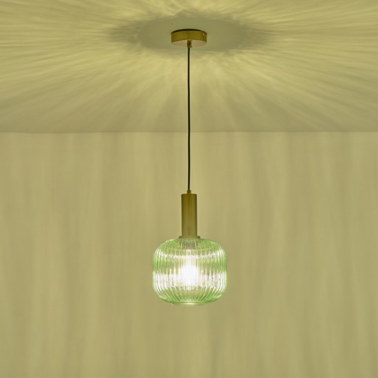 ΦΩΤΙΣΤΙΚΟ ΚΡΕΜΑΣΤΟ ΑΝΑΓΛΥΦΟ ΓΥΑΛΙ 1XΕ27 MAX 15W 200X180X1200mm ΠΡΑΣΙΝΟ ARTE ILLUMINA TOPAZ