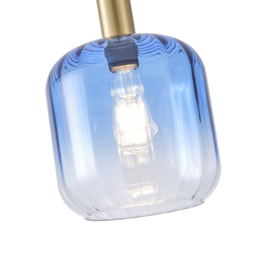 ΦΩΤΙΣΤΙΚΟ ΚΡΕΜΑΣΤΟ ΑΝΑΓΛΥΦΟ ΓΥΑΛΙ 1XΕ27 15W 200X210mmX160cm ΜΠΛΕ ARTE ILLUMINA OMBRE