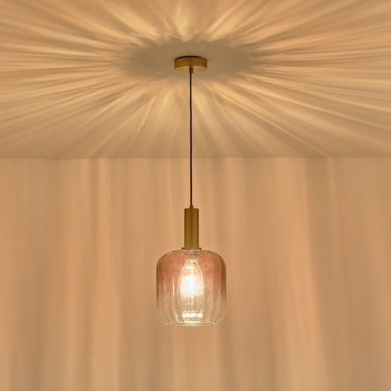 ΦΩΤΙΣΤΙΚΟ ΚΡΕΜΑΣΤΟ ΑΝΑΓΛΥΦΟ ΓΥΑΛΙ 1XΕ27 15W 200X210mmX160cm  ΜΕΛΙ ARTE ILLUMINA OMBRE