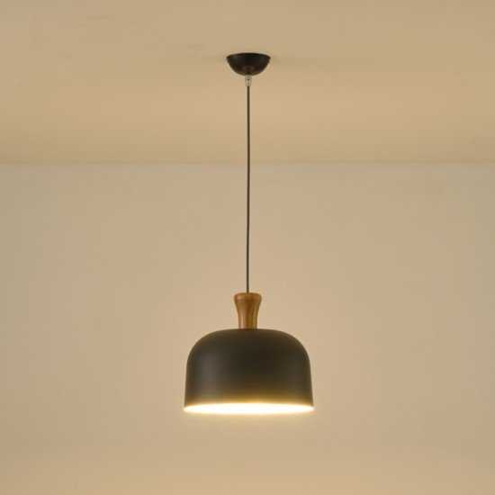 ΦΩΤΙΣΤΙΚΟ ΚΡΕΜΑΣΤΟ ΜΕΤΑΛΛΟ-ΞΥΛΟ ΣΤΡΟΓΓΥΛΟ ΜΟΝΟΦΩΤΟ 1XΕ27 Max 15W Φ270X1300mm ΓΚΡΙ-ΞΥΛΟ  SMOOTH