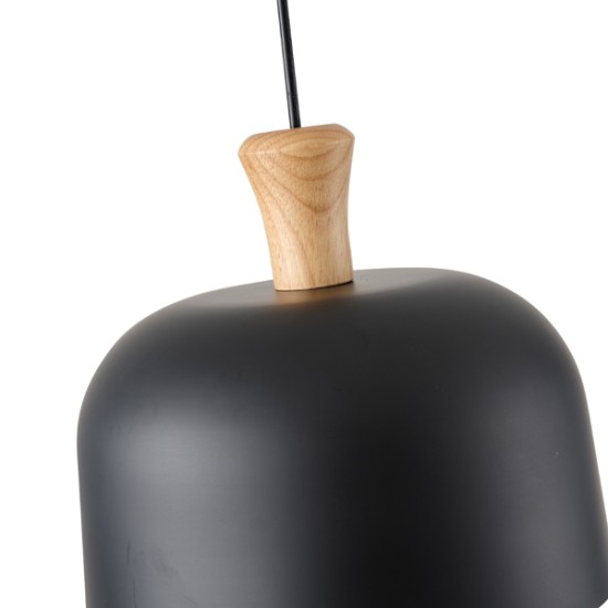 ΦΩΤΙΣΤΙΚΟ ΚΡΕΜΑΣΤΟ ΜΕΤΑΛΛΟ-ΞΥΛΟ ΣΤΡΟΓΓΥΛΟ ΜΟΝΟΦΩΤΟ 1XΕ27 Max 15W Φ270X1300mm ΜΑΥΡΟ-ΞΥΛΟ  SMOOTH