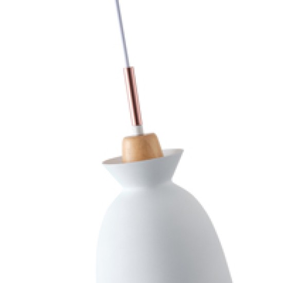 ΦΩΤΙΣΤΙΚΟ ΚΡΕΜΑΣΤΟ ΜΕΤΑΛΛΟ-ΞΥΛΟ ΜΟΝΟΦΩΤΟ 1XΕ27 Max 15W Φ195X1294mm ΛΕΥΚΟ-ΞΥΛΟ  DIGNITY