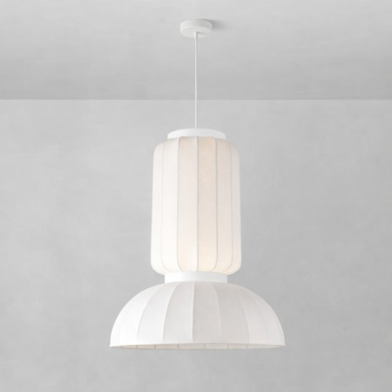 ΦΩΤΙΣΤΙΚΟ ΚΡΕΜΑΣΤΟ TYVEK ΚΑΙ ΜΕΤΑΛΛΟ ΜΟΝΟΦΩΤΟ 2xE27 MAX15W Φ460X680mm ΛΕΥΚΟ LICHNOS