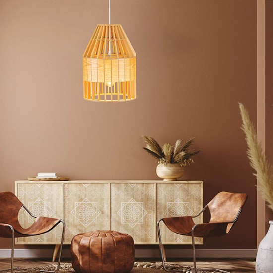 ΦΩΤΙΣΤΙΚΟ ΚΡΕΜΑΣΤΟ ΜΟΝΟΦΩΤΟ Ε27 Φ400x400 ΞΥΛΙΝΟ