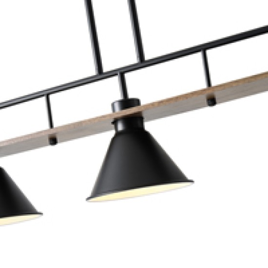 ΦΩΤΙΣΤΙΚΟ ΚΡΕΜΑΣΤΟ ΞΥΛO-ΜΕΤΑΛΛO 3ΦΩΤΟ 3XΕ27 Max 15W 780X180X865mm ΜΑΥΡΟ ARTE ILLUMINA CONO