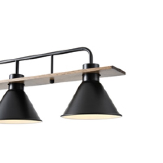 ΦΩΤΙΣΤΙΚΟ ΚΡΕΜΑΣΤΟ ΞΥΛΟ-ΜΕΤΑΛΛO 4ΦΩΤΟ 4XΕ27 Max 15W 1030X180X865mm ΜΑΥΡΟ ARTE ILLUMINA CONO