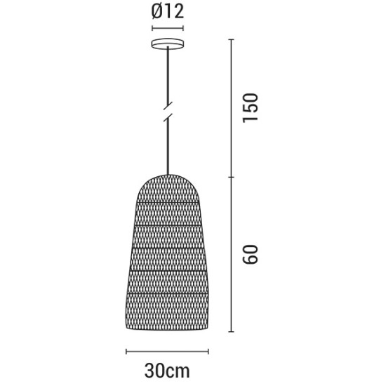 ΦΩΤΙΣΤΙΚΟ ΚΡΕΜΑΣΤΟ ΜΟΝΟΦΩΤΟ Ε27 MAX 60W D300x600H BAMBOO