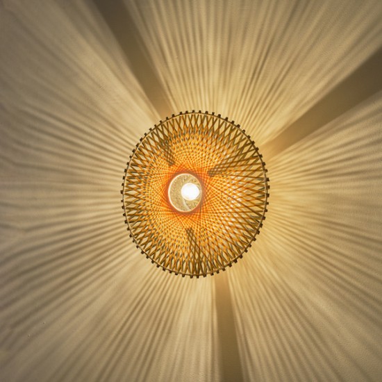 ΑΠΛΙΚΑ ΤΟΙΧΟΥ ΒΑΜΒΟΟ 1XE27 Max 15W Φ400X140mm ΚΑΦΕ-ΜΑΥΡΟ  CYCLONE