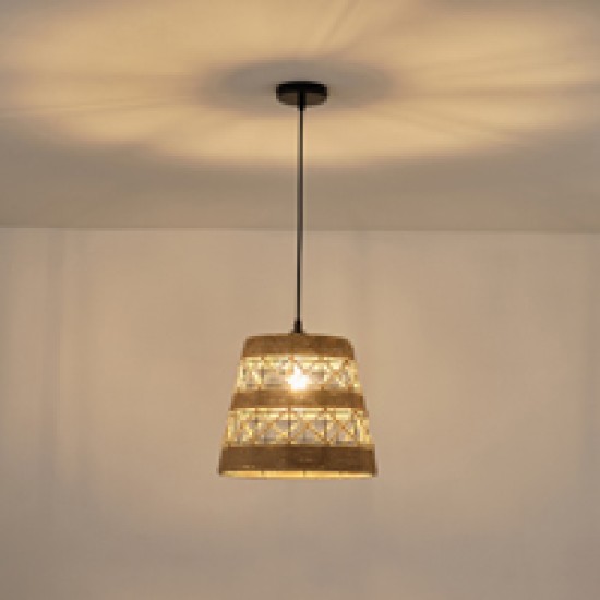 ΦΩΤΙΣΤΙΚΟ ΚΡΕΜΑΣΤΟ ΣΧΟΙΝΙ-ΜΕΤΑΛΛΟ ΜΟΝΟΦΩΤΟ Ε27 Max 15W Φ300X1350mm ΜΑΥΡΟ-ΧΑΚΙ ARTE ILLUMINA HELIOS