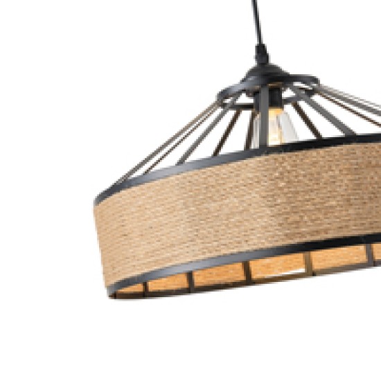 ΦΩΤΙΣΤΙΚΟ ΚΡΕΜΑΣΤΟ ΣΧΟΙΝΙ-ΜΕΤΑΛΛΟ ΜΟΝΟΦΩΤΟ Ε27 Max 15W Φ400X1300mm ΜΑΥΡΟ-ΧΑΚΙ ARTE ILLUMINA HELIOS